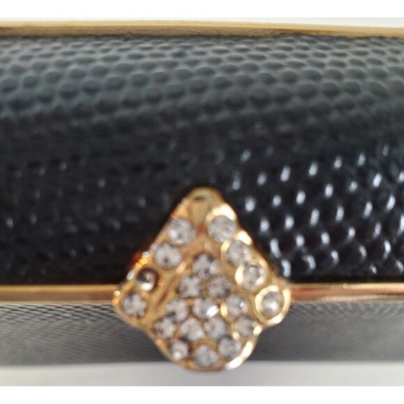 Banana Republic Clutch Black Small Purse Eve Bag Texture Leather w/ Clip Close - Picture 10 of 10